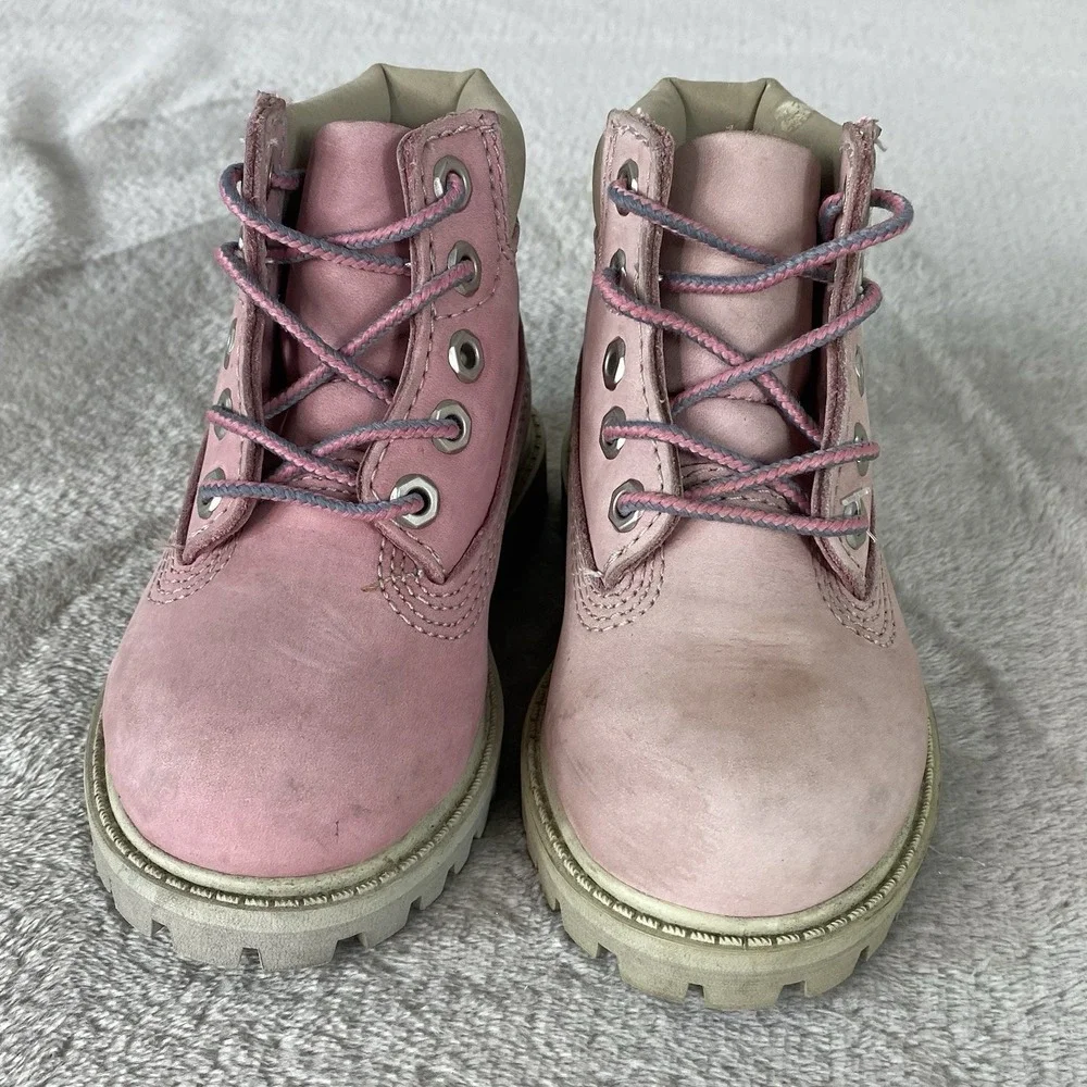 Timberland Premium 6 inch Toddler Girls Boots Size 13 Pink Nubuck Waterproof NEW
